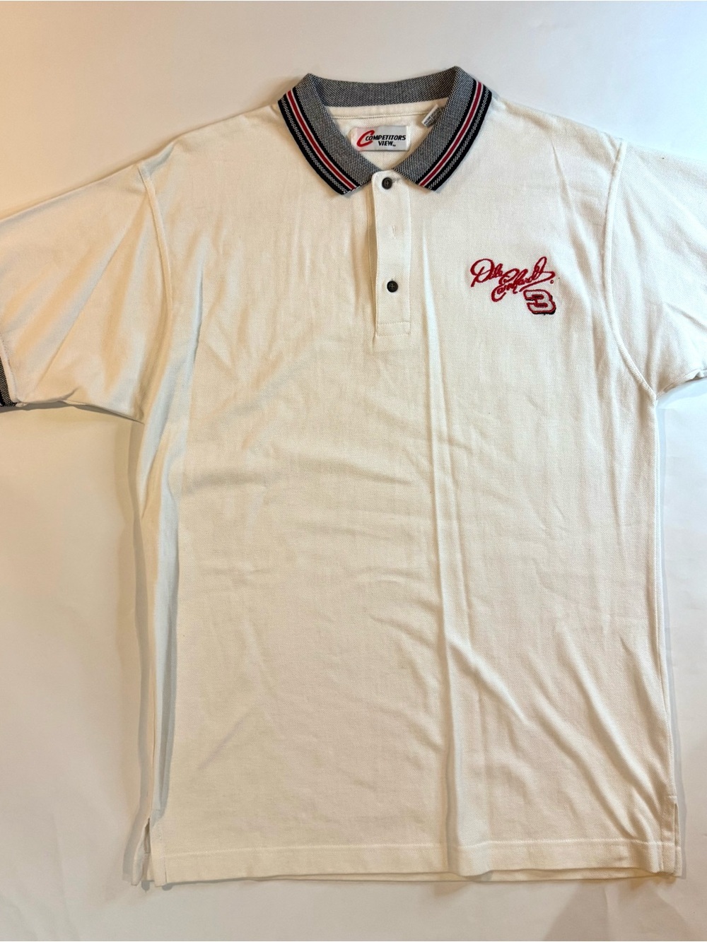 Vintage Competitors View Dale Earnhardt #3 NASCAR Polo Shirt Men’s Medium Wht